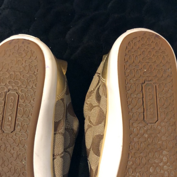Coach Britt classic brown and tan with gold detail Velcro sneakers size 8 1/2 - Picture 8 of 14